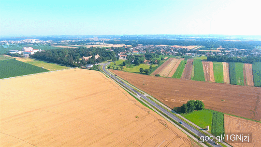 Aerial Panorama View Flat Landscape With Fields And Road 4K