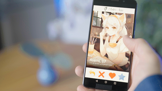 Stock Footage of Swipe Cute Anime Girls on Dating Waifu App 4K